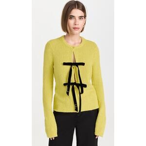 NEW Lingua Franca Green Willa Bow Cardigan XS